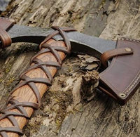 Steel Craft International Tomahawk Viking Berkualitas Tinggi Kelas Industri Dengan Dua Mata Pisau Datar dan Pegangan Kayu Baja Tahan Karat