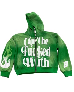 Sweat à capuche personnalisé 100% coton 350 Gsm pour hommes ourlet brut oversize sweat à capuche Boxy délavé à l'acide avec strass - Product Image 1