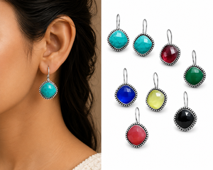 Pendientes Colgantes para Mujer con Turquesa Verde Ónix Oxidada Plateada, Estilos Tradicionales Hechos a Mano Personalizados con Engaste de Bisel, Venta al por Mayor - Product Image 1