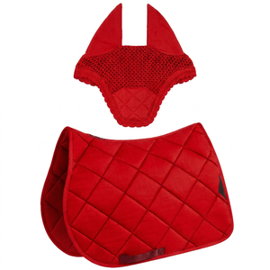OEM Custom Black Horse Saddle Pad & Ear Bonnet Matching Set | Quilted <b>Equestrian</b> Saddle Pad | Wholesale - Product Image 3