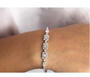 Pulsera de Eternidad con Diamantes Cultivados en Laboratorio, Corte Redondo, Engaste de Ilusión, Oro Sólido, Joyería Nupcial para Mujer, Regalo de Boda - Product Image 1
