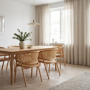 Silla de Comedor con Brazos de Madera de Fresno y Ratán, Estilo Escandinavo Moderno y Duradero, con Acabado Natural, Muebles para Comedor - Product Image 5