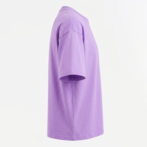 Camiseta Oversize Morada de Hombre con Hombros Caídos, Estilo Urbano, Algodón Pesado, Estampado Personalizado, Transpirable, Ajuste Veraniego, Venta al por Mayor - Product Image 4