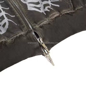 Sweat à capuche personnalisé de haute qualité 100% coton 450gsm en détresse surdimensionné Vintage Gradient Acid Washed Hoodie Zipper déchiré hoodies - Product Image 4