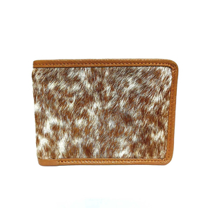 Portefeuille en cuir de vachette fait main pour homme, portefeuille en cuir véritable à poils, design fin, portefeuille à double pli, cuir naturel durable - Product Image 6