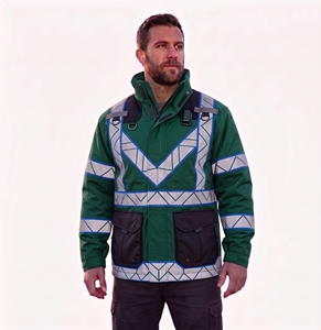 custom reflective safety <b>jacket</b> men royal blue black color block <b>hi</b> <b>vis</b> <b>orange</b> tape workwear waterproof warm winter padded coat - Product Image 4