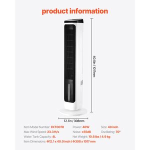Ventilador de Torre Silencioso de 23.3 pies/s de Velocidad con Oscilación de 70 Grados, 9 Velocidades, 4 Modos, Temporizador de 24 Horas, Ventilador de Pedestal de 70 Grados para Uso en Interiores - Product Image 3