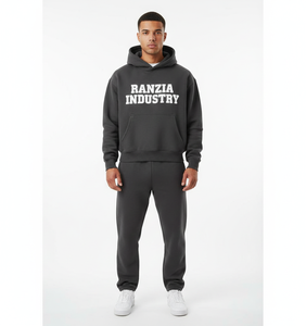 Sweat à capuche zippé pour homme, 100% coton, broderie et impression effet vieilli, sur mesure, de l'usine Ranzia Industry, vente en gros. - Product Image 1