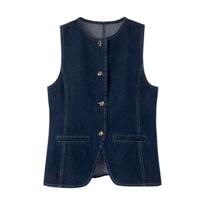 Chaleco vaquero de mezclilla para mujer con MOQ bajo, venta al por mayor de fábrica, lavado vintage, tallas S M L XL para compradores de marcas de boutique [102] - Product Image 1