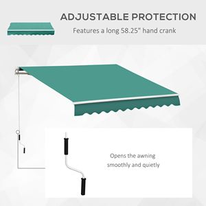 Tenda da Sole Retrattile Manuale 3x2,4m Verde Anti-UV con Manovella Facile e Bracci Pieghevoli - Product Image 4