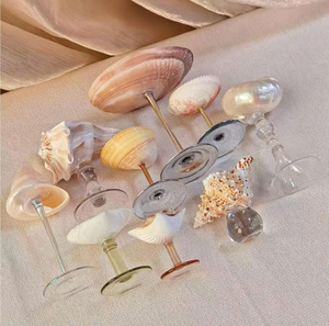 Handcrafted Seashell Wine Glasses Coastal Wedding Decor Champagne Glass <b>Cup</b> Birthday Gift Scallop Shell Glass For Restaurant - Product Image 5