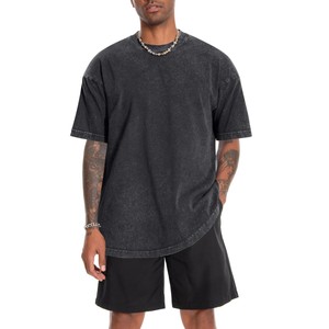 Camiseta Larga de Manga Corta con Cuello Redondo para Hombre, Estilo Urbano, Lavado Ácido, 100% Algodón, de Secado Rápido, Colección 2026 Harry Johnson Production - Product Image 1