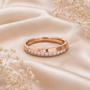 Luxury 14K Rose Gold Real Diamond Men's Wedding Band | Prong Set Pearl Religious Design | Anniversary Engagement Statement <b>Ring</b> - Product Image 4