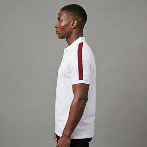 Polo homme rayé en coton tricoté respirant de qualité supérieure, grande taille, couleur unie, logo personnalisé, séchage rapide - Product Image 2