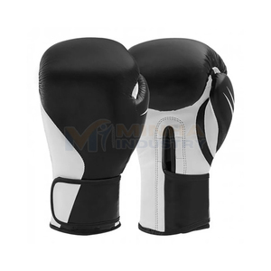 Professional Boxing Training Gloves for Adults Faux Leather <b>Velcro</b> Closure Adjustable Wrist <b>Strap</b> Black and White - Product Image 3