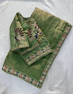 Sari de Organza de Diseño Premium para Mujer, con Bordado Pesado y Adornos en el Borde, Blusa para Bodas Indias, Ropa Étnica para Fiestas de Verano/Invierno - Product Image 1