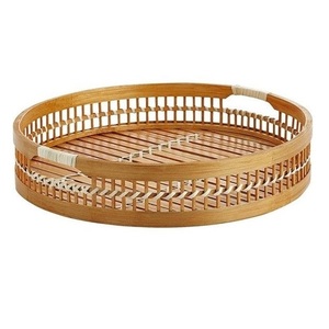 Assiette de service en rotin naturel, faite à la main, durable, écologique et luxueuse, pour la décoration de table de mariage, vente en gros pour restaurants - Product Image 3