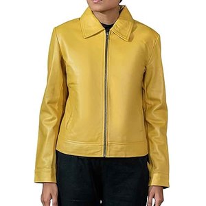 Chaqueta de Cuero Genuino para Mujer, Estilo Motero, con Cierre, Corte Ajustado, a la Moda, para Invierno, Proveedor OEM ODM - Product Image 4