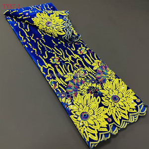 Ty87 2023 Mới Nhất Nhung Sequined Ren Vải Pháp Nigeria Chất Lượng Cao <span class=keywords><strong>Sequin</strong></span> Africanwedding - Product Image 6