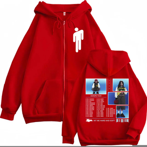 Sudadera con Capucha Roja Unisex, Sudadera con Cierre, 2027, 100% Algodón, Forrada, Resistente al Viento, Estilo Hip Hop, Informal para Invierno - Product Image 1