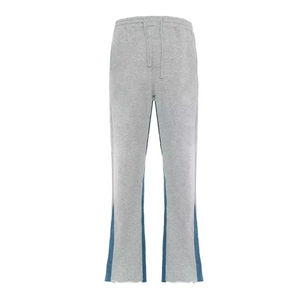 Customized Gray <b>Harem</b> Pants With Blue Side Stripe Loose Fit Drawstring Waist Full Length Casual Knitted Autumn Wear - Product Image 4