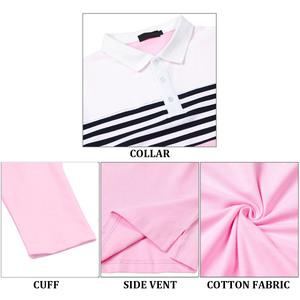 Polo de Manga Larga para Hombre, con Bloques de Color, Rayas Rosa, Blanco y Negro, Estilo Casual, Tejido de Punto, Corte Regular 2027 - Product Image 6