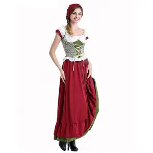 Traditionelles Oktoberfest Dirndl Kleid Deutsch Österreich isches Bauern bier Wench Maid Kostüm Rock Top Kopftuch