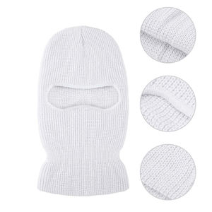 Cagoule tricotée unisexe à 3 trous, couvre-visage intégral, respirante, imperméable, réglable, coupe-vent, pour sports de plein air, blanche - Product Image 3