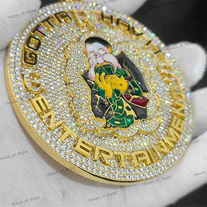 Colgante italiano God Father con diamante Moissanite engastado en el centro, elaborado en plata 925, colgante de lujo estilo hip hop. - Product Image 3