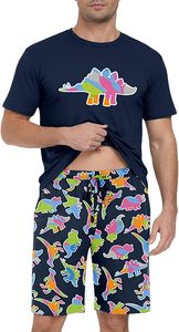 <b>Men</b> <b>Pajama</b> <b>Set</b> Summer Pjs Sleepwear Short Sleeve Graphic Tee and Printed Shorts Novelty Loungewear With Pocket - Product Image 3