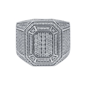<b>Iced</b> Out Octagon Cluster <b>Ring</b> 925 Sterling Silver Hip Hop Jewelry Rhodium Plated Wedding Engagement Fine Jewelry Hip Hop Jewelry - Product Image 1