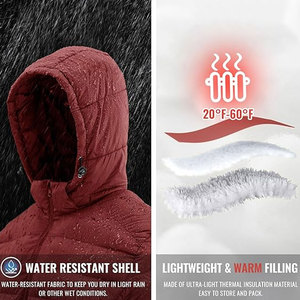 Veste matelassée légère et pliable pour homme avec capuche amovible, résistante à l'eau, isolée pour l'hiver, avec poignets élastiques - Product Image 4