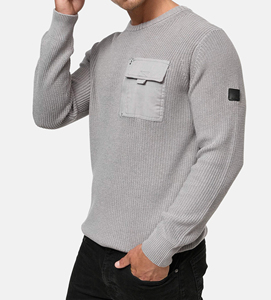 FONILBEST SPORTS WEARS Pull en maille bleu marine pour homme, coupe classique, couleur unie, manches longues, fermeture éclair 1/4, anti-rétrécissement - Product Image 4