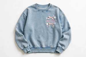 <b>Pink</b> Heavy Weight Cotton Crewneck <b>Sweatshirt</b> Women Embroidered Angel Bow Decor Drop-shoulder Pullover - Product Image 5