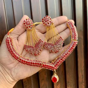Wholesale Gold Plated Red <b>Crystal</b> Necklace and Earring <b>Set</b> Women's Ethnic Jewelry Wedding Fashion Jewelry <b>Sets</b> Floral Design - Product Image 3