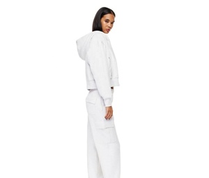 <b>Women's</b> <b>White</b> Zipper <b>Hoodie</b> With Pockets Full Sleeve Fleece Sweatshirt Casual Winter Wear - Product Image 2
