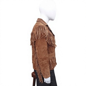 Nabtay Sports Suede Woven Stand Vintage Breathable Lightweight Winter Moto <b>Jacket</b> Fringe Studs Animal Print <b>Western</b> Biker Style - Product Image 2