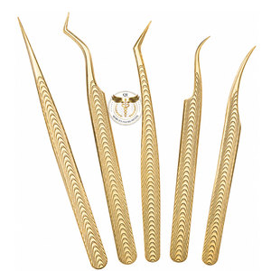 Ensemble professionnel de 5 pinces à épiler en acier inoxydable pour extensions de cils, pinces de précision pour isolation et volume des cils - Product Image 1