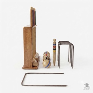 Jeu de croquet de jardin de qualité supérieure avec maillets en bois dur, balles colorées et cerceaux en acier – Équipement sportif d'extérieur pour pelouse - Product Image 4