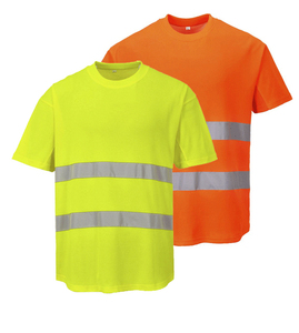 T-shirts de sécurité haute visibilité jaunes pour hommes - Classe 2 ANSI et Classe 1 EN ISO, LED clignotante, imperméables, réfléchissants, logo personnalisé - Product Image 4