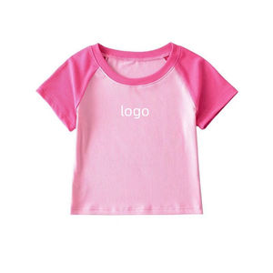 Customization High Quality Baby Tee Women T-shirts Ranglan Sleeve Women's Blank Street Wear Slim Fit T Shirt Crop <b>Top</b> - Product Image 1