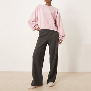 Sweat-shirt à manches ballon en coton confortable, coupe ample, couleur unie, col rond, pour femmes, Maanify 2026, sweat-shirt personnalisé - Product Image 4