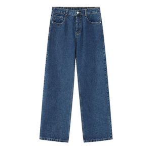 Jeans de Mezclilla Negros de Pierna Ancha para Hombre, Cintura Alta, Corte Holgado, Tela de Algodón Tejida, Ropa Casual de Otoño - Product Image 5