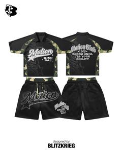 ชุดเข้าชุดสีขาวน้ำเงิน White Blue Motion Club |   เสื้อโปโลโอเวอร์ไซส์และกางเกงขาสั้น |   ชุดสตรีทแวร์ Dream Until Reality รับผลิตแบบ OEM และรับผลิตภายใต้แบรนด์ของคุณ - Product Image 4