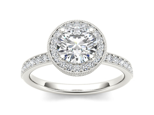 Anillo Solitario de Oro Sólido de 14K con Diamante Cultivado en Laboratorio de 1 Quilate, Corte Brillante Redondo, VS VVS EF, con Detalle Milgrain, para Uso Diario y Bodas - Product Image 4