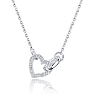 Collar con Colgante de Corazón AMBER JEWELS, Chapado en Oro de 18K, con Diamantes Engastados, Cadena de Eslabones, Unisex, Romántico, Certificado IGI, Forma de Bola - Product Image 2
