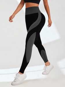 Leggings de yoga sin costuras de cintura alta para mujer, control de abdomen, elastano/nailon, pantalones de gimnasio, efecto fruncido en glúteos, personalizados para fitness - Product Image 4