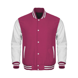 Men's Orange White Varsity Jacket Regular Fit Crew Neck <b>Covered</b> <b>Button</b> Solid Color Streetwear Winter Wear Cotton Blend Wool - Product Image 3