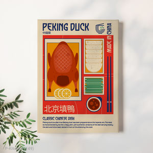 Impresión en lienzo para cocina, póster con ilustración de comida de pato de Pekín, decoración retro para pared de cocina - Product Image 1