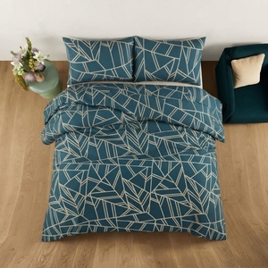 Turkish Teal Bedsheet and 2 <b>pillow</b> in Set Modern Geometric Printed Cotton Flat Sheet 150 Tc - Product Image 3